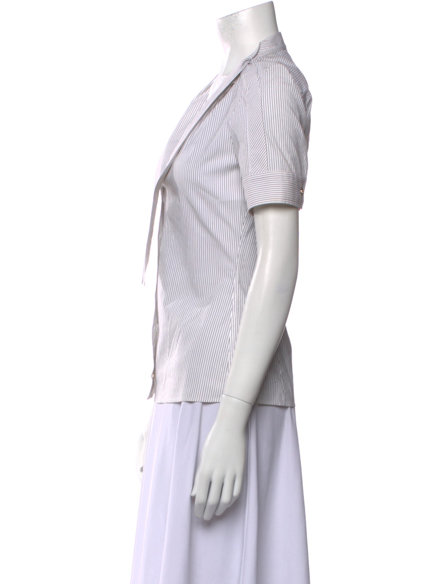 Gucci Striped Short Sleeve Button-Up Top