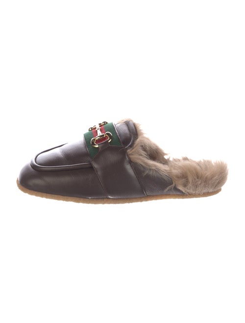Gucci Web Accent Leather Slippers