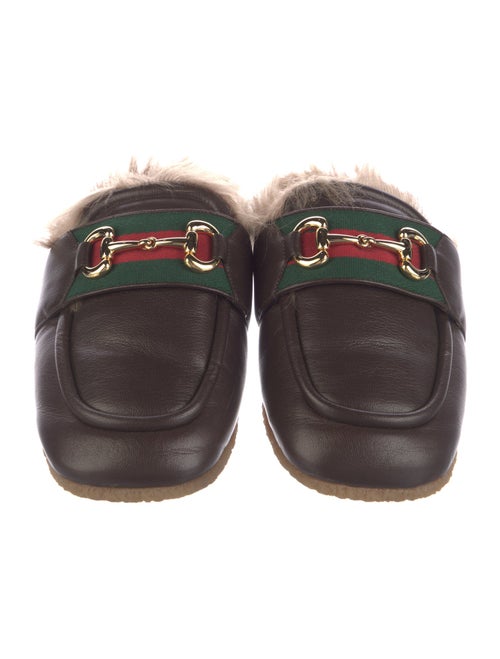Gucci Web Accent Leather Slippers