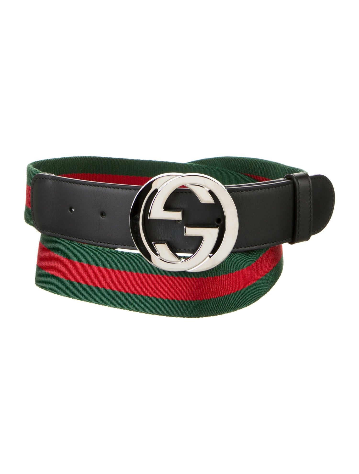 Gucci Web Accent Leather Trim Embellishment Belt