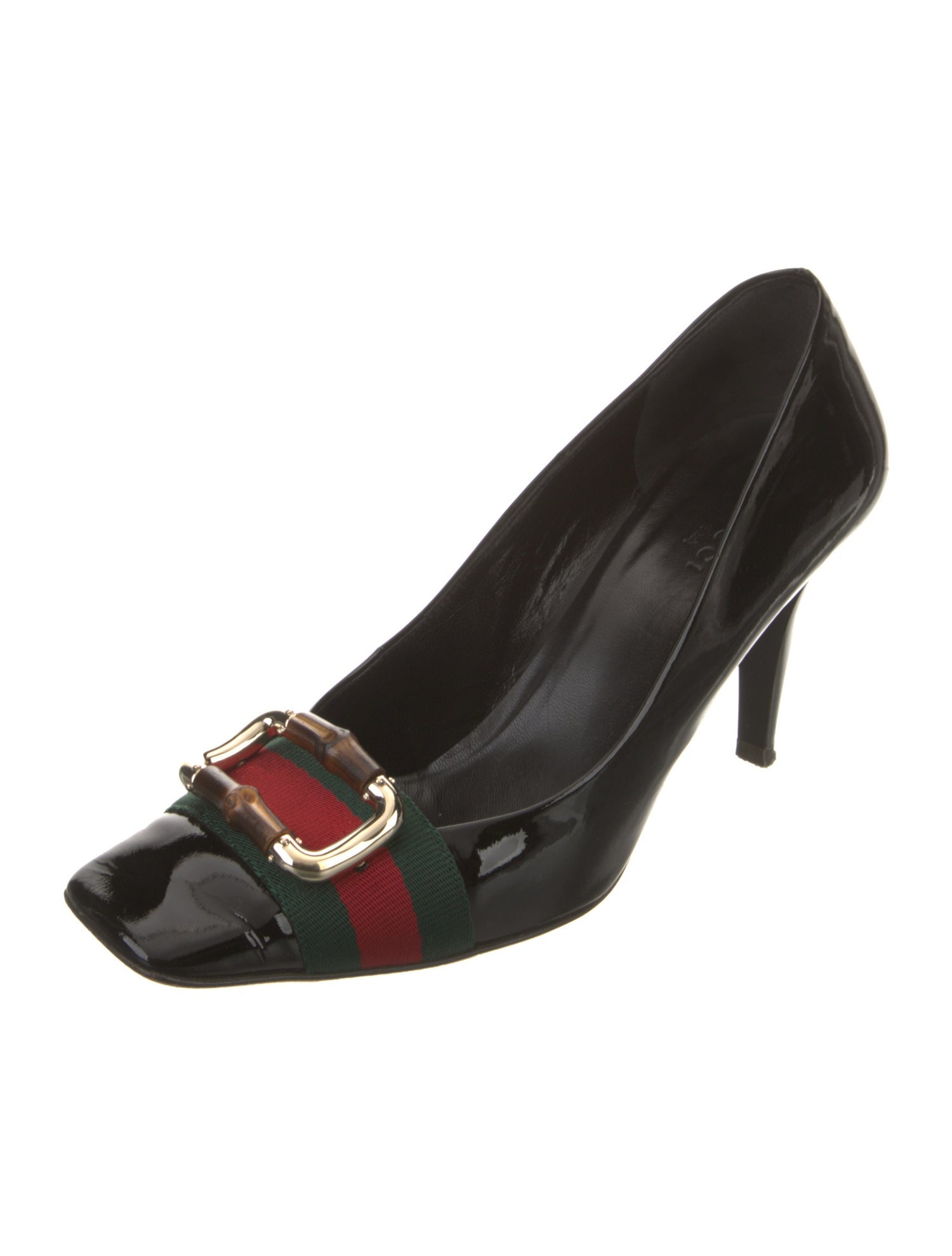 Gucci Web Accent Patent Leather Pumps