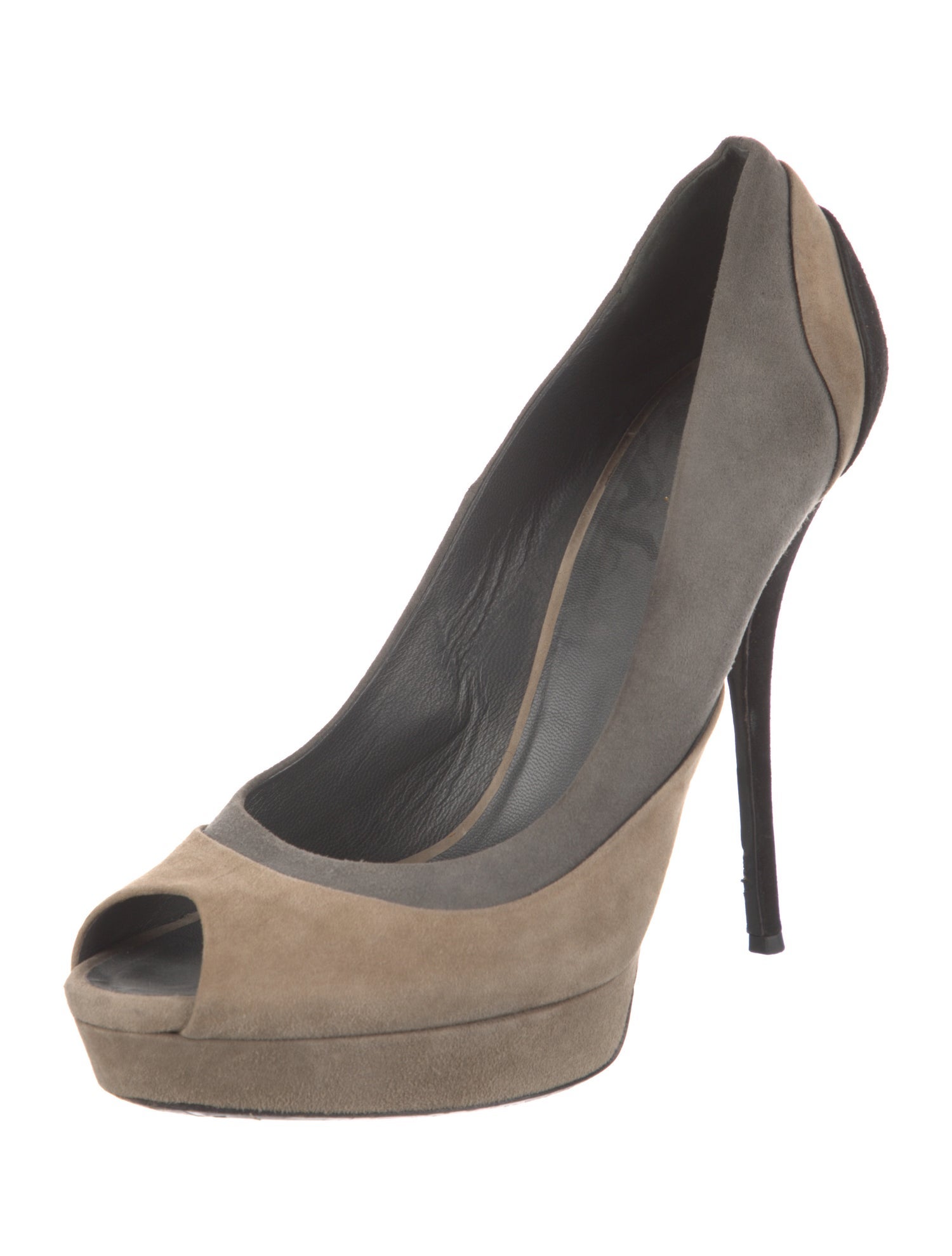 Gucci Suede Colorblock Pattern Pumps