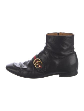Gucci Web Accent Leather Boots