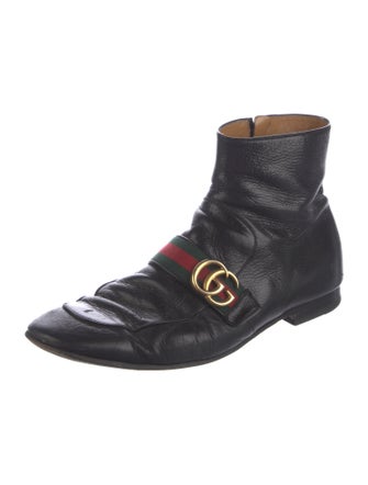 Gucci Web Accent Leather Boots