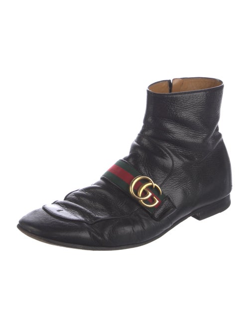 Gucci Web Accent Leather Boots