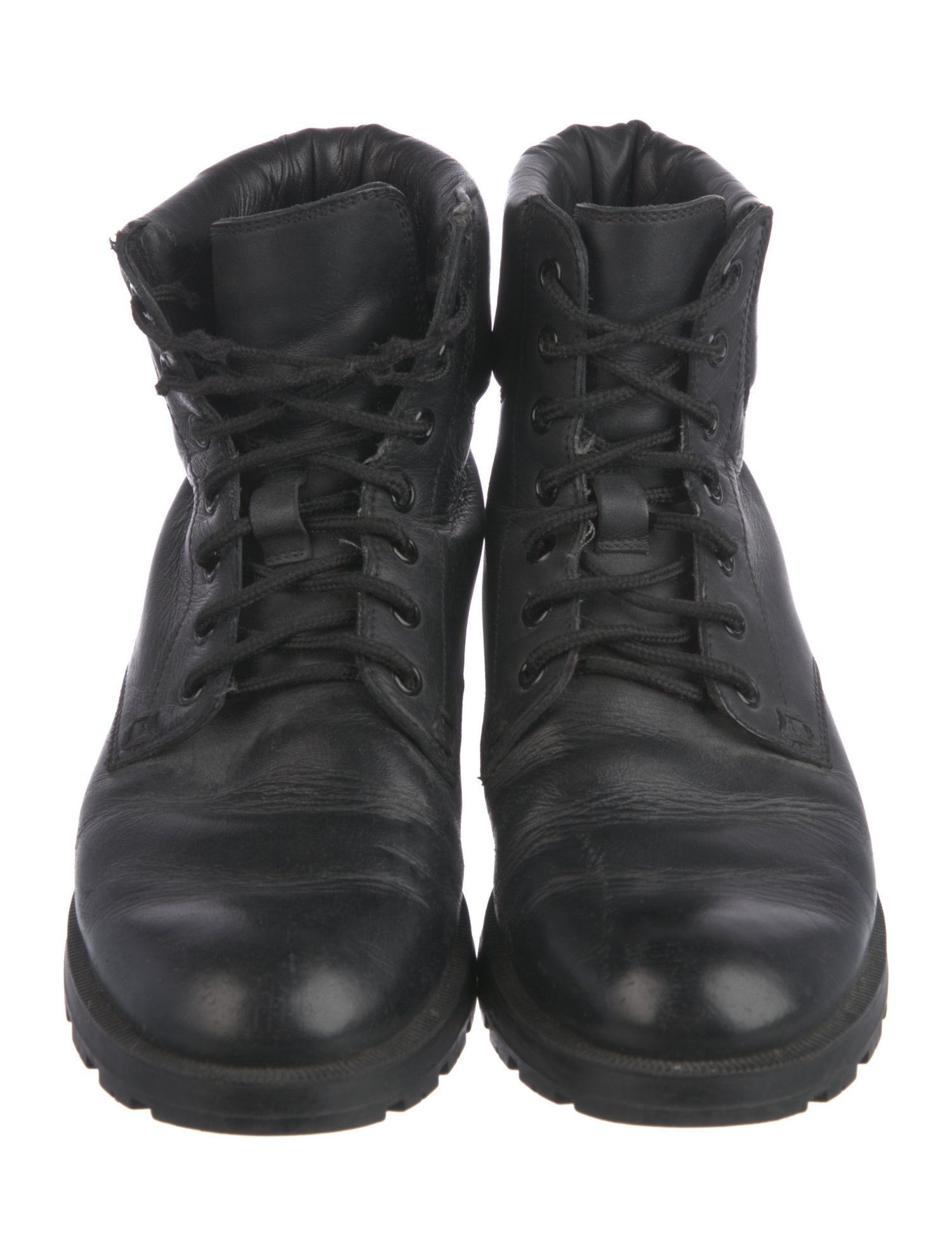 Gucci Web Accent Leather Combat Boots