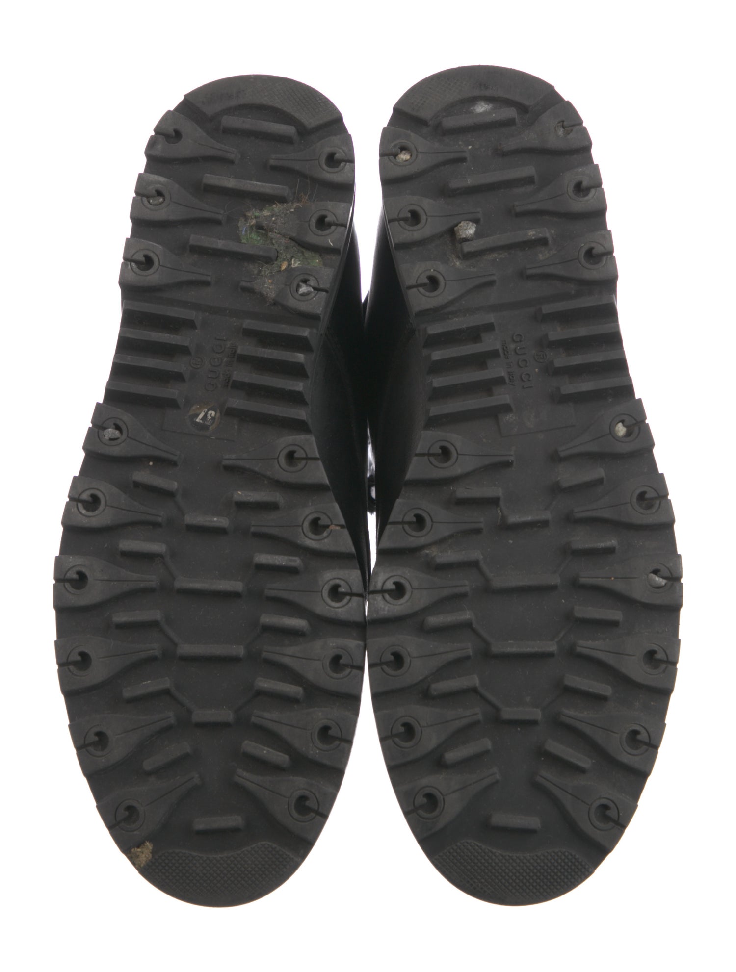 Gucci Web Accent Leather Combat Boots