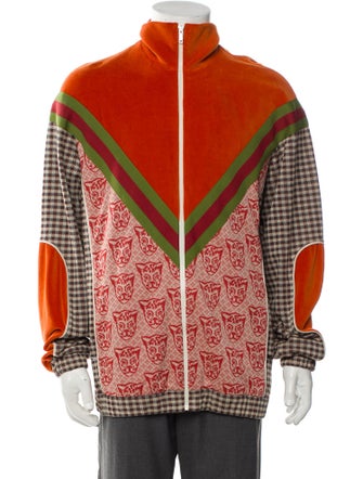 Gucci Web Accent Gucci Houndstooth Cat Print Printed Pajama Top