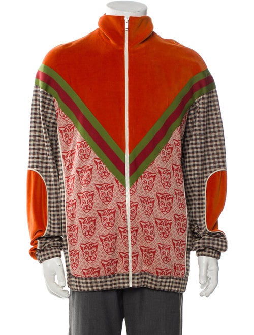 Gucci Web Accent Gucci Houndstooth Cat Print Printed Pajama Top