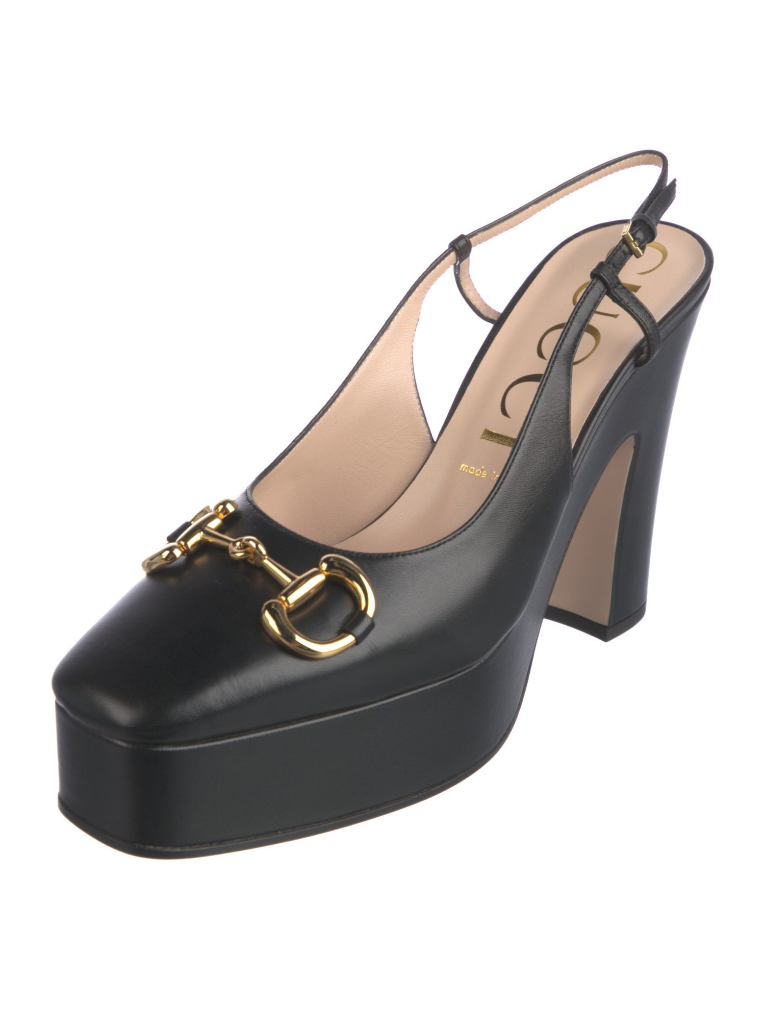 Gucci Horsebit Accent Leather Slingback Pumps w/ Tags