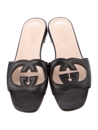 Gucci Interlocking G Logo Leather Slides