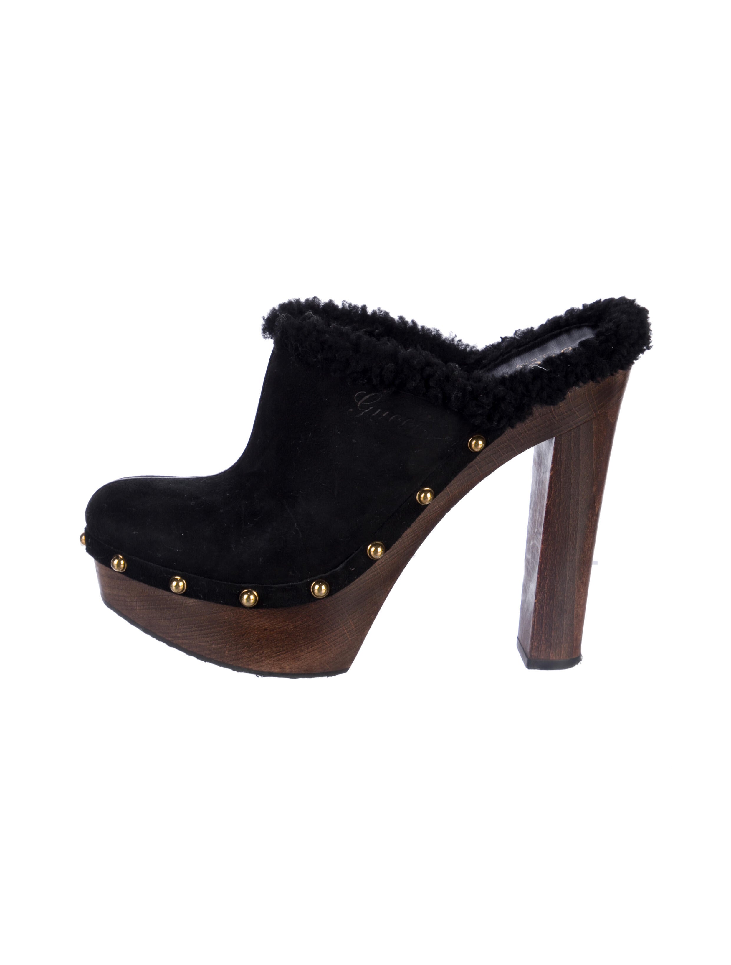 Gucci Suede Studded Accents Mules