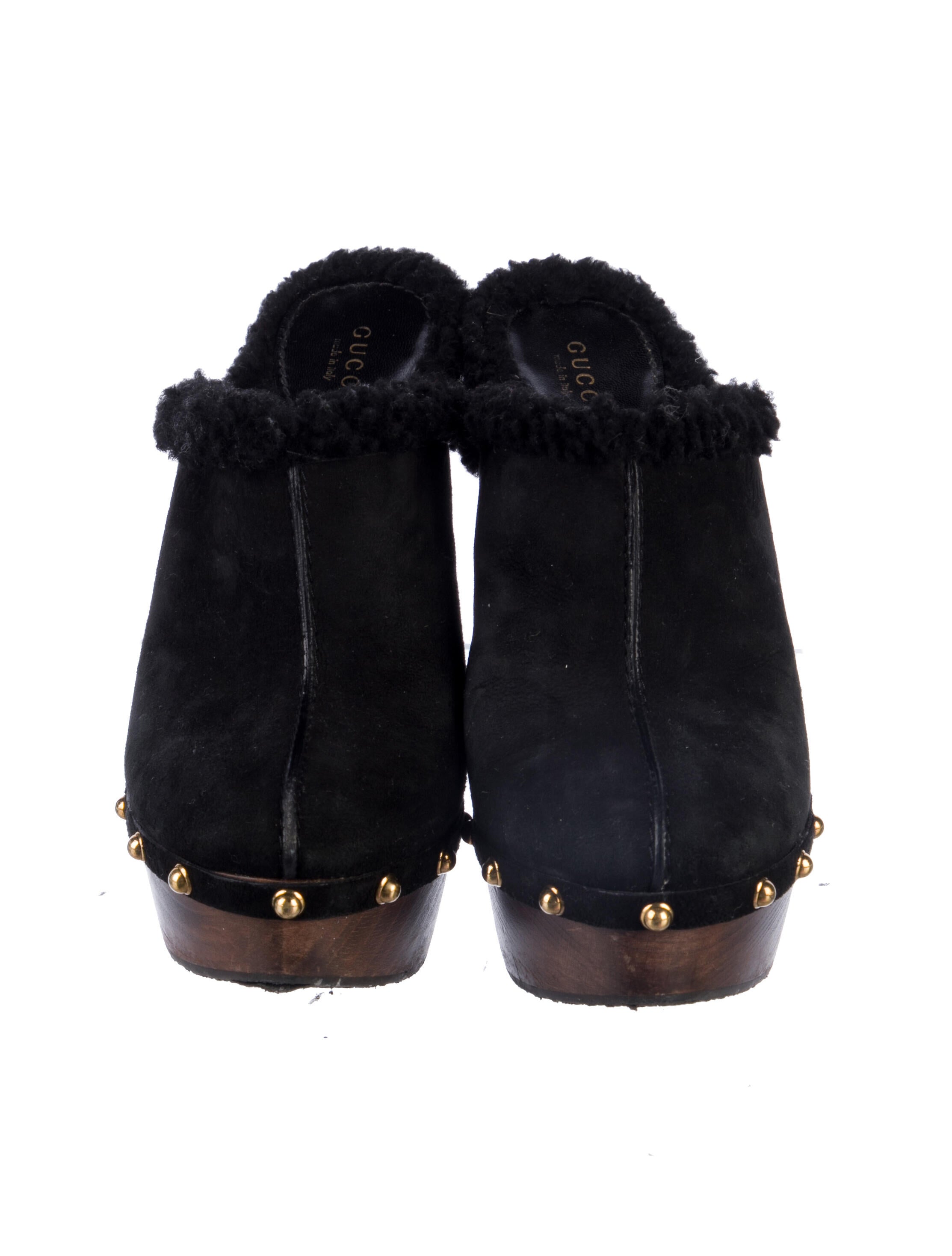 Gucci Suede Studded Accents Mules