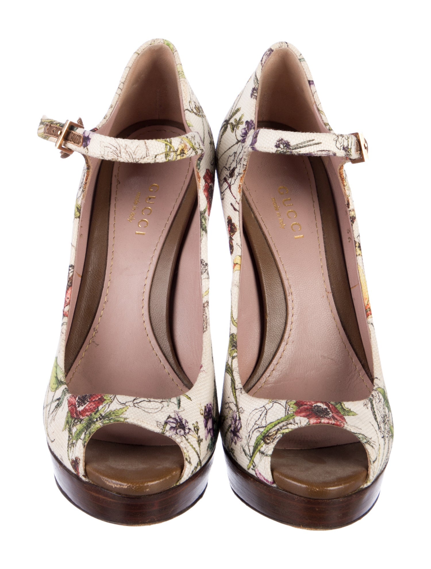 Gucci Flora Print Canvas Pumps
