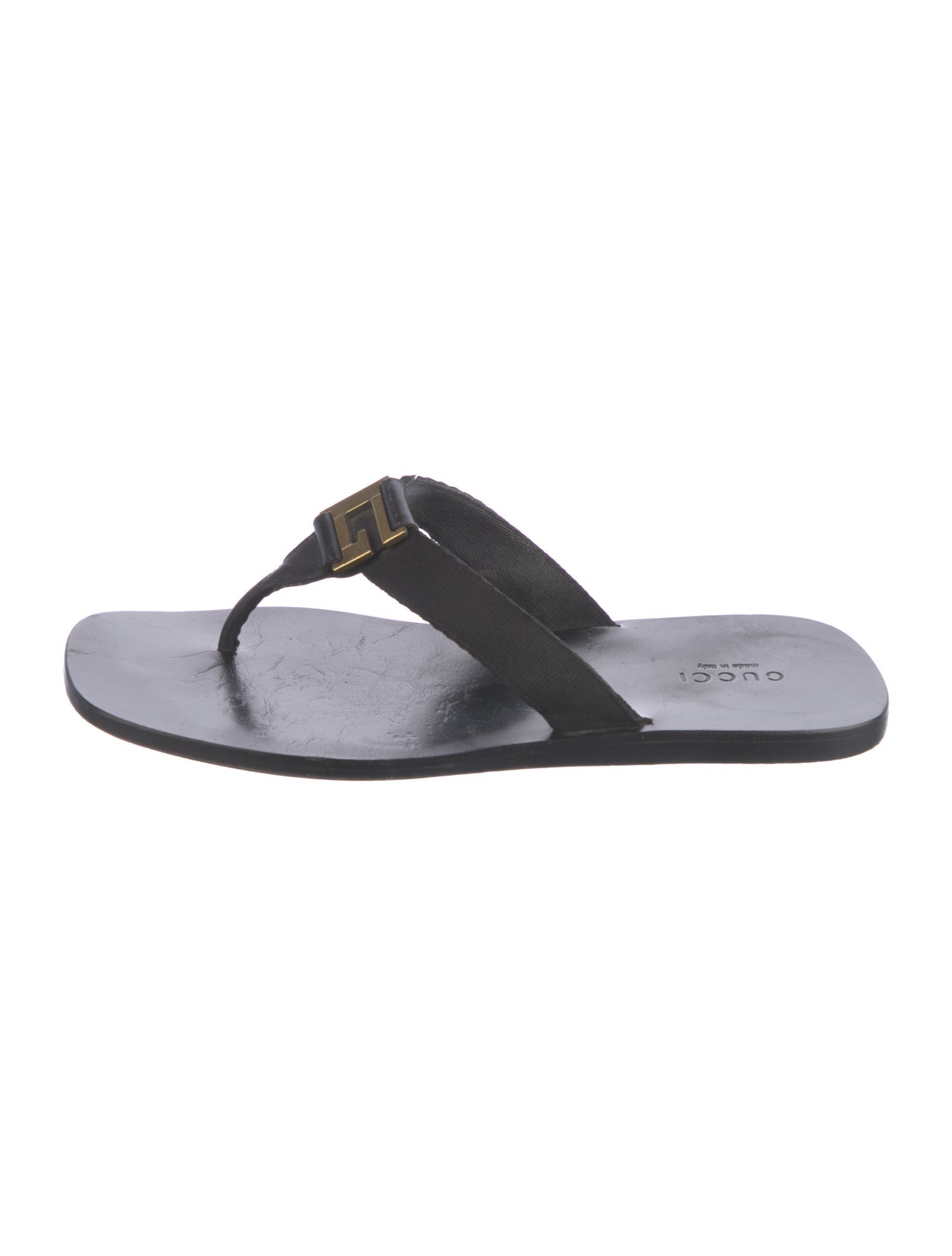 Gucci Interlocking G Logo Leather Flip Flops
