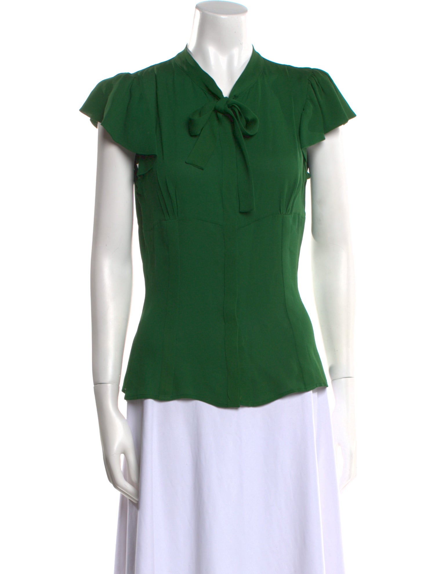 Gucci Silk Tie Neck Button-Up Top