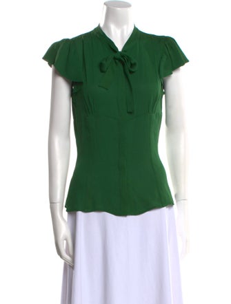 Gucci Silk Tie Neck Button-Up Top