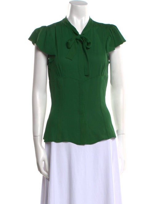 Gucci Silk Tie Neck Button-Up Top