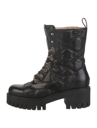 Gucci GG Logo Leather Combat Boots