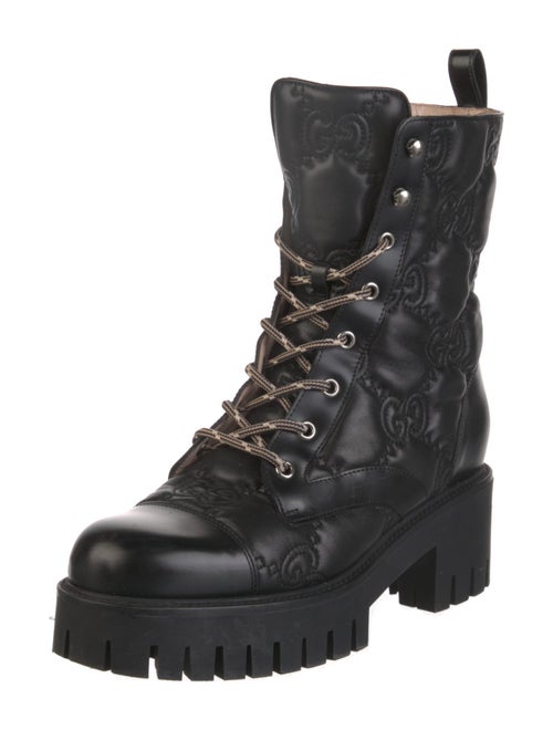 Gucci GG Logo Leather Combat Boots