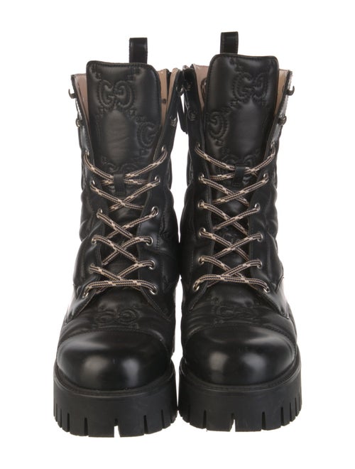 Gucci GG Logo Leather Combat Boots