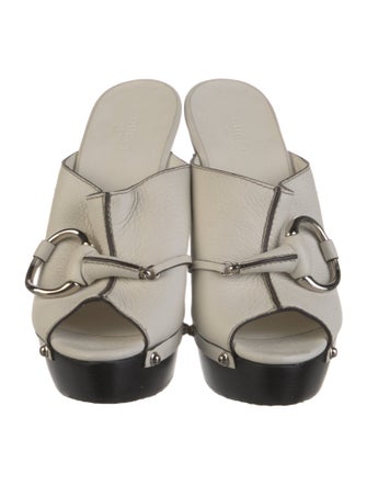 Gucci Hasler Horsebit Accent Leather Slides