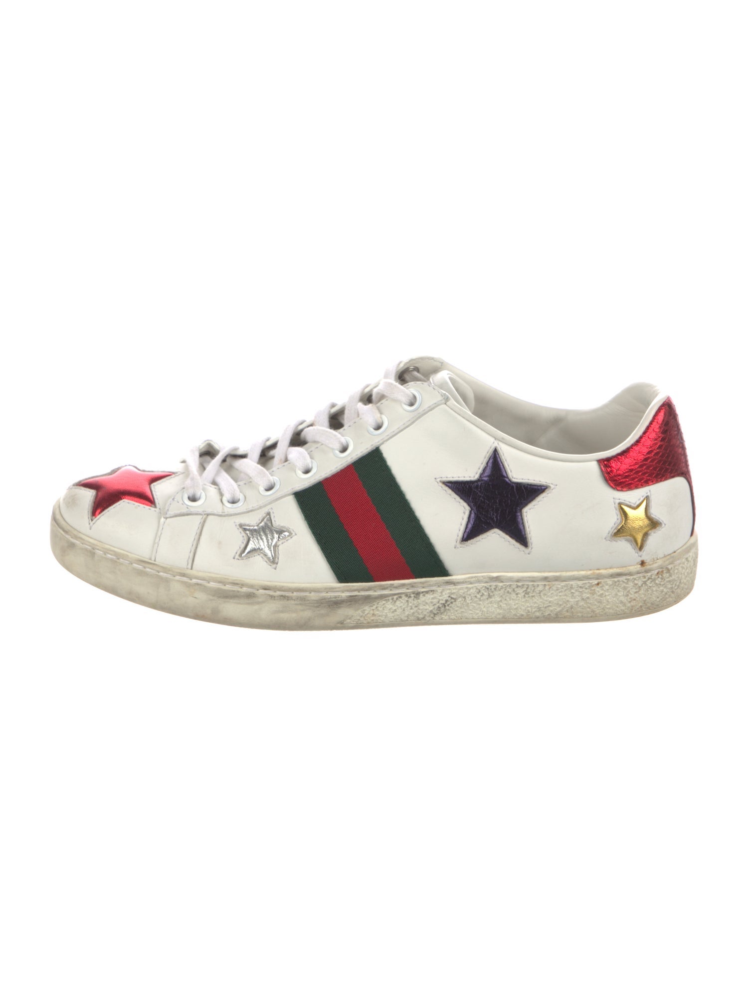 Gucci Web Accent Leather Sneakers