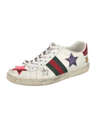 Gucci Web Accent Leather Sneakers