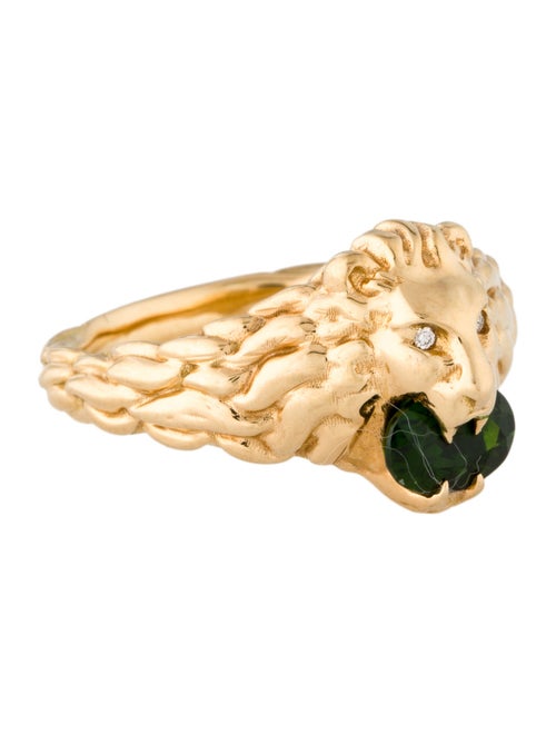 Gucci 18K Diamond & Diopside Lion Head Cocktail Ring