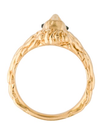 Gucci 18K Diamond & Diopside Lion Head Cocktail Ring