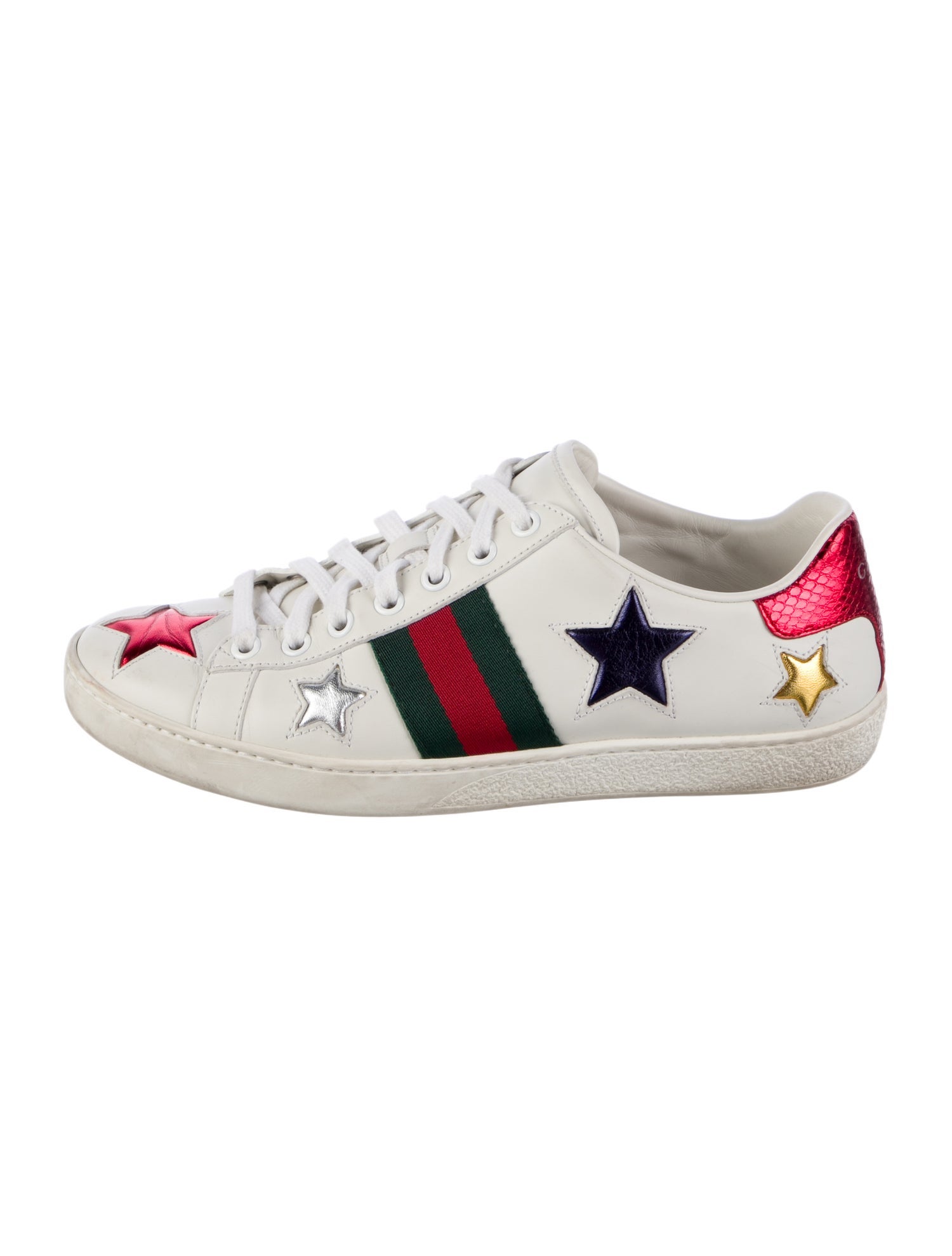 Gucci Web Accent Leather Sneakers