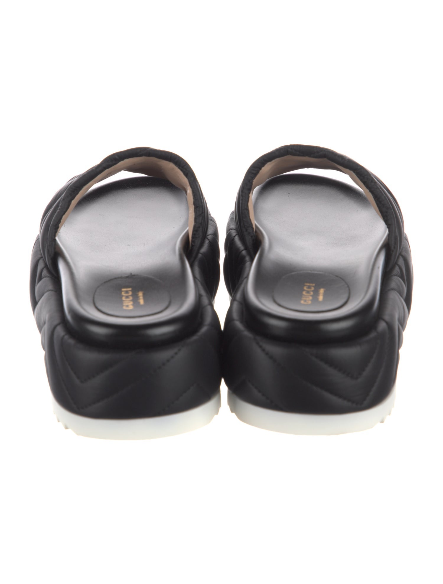 Gucci Double G Logo Leather Slides