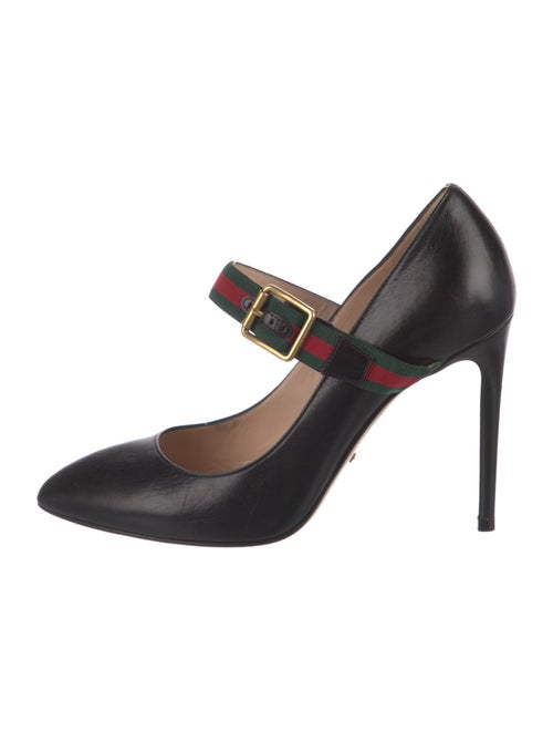 Gucci Web Accent Leather Pumps