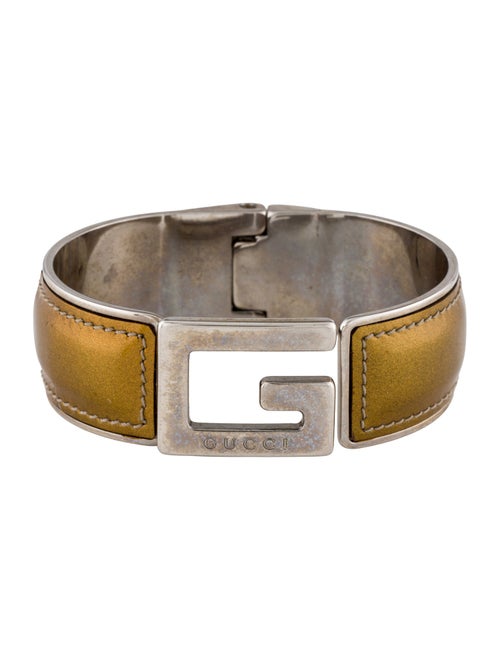 Gucci Leather Hinge Cuff Bracelet