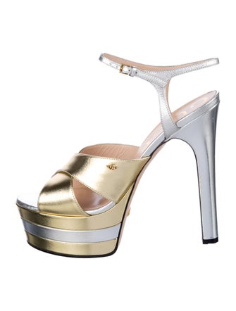 Gucci Double G Logo Leather Sandals