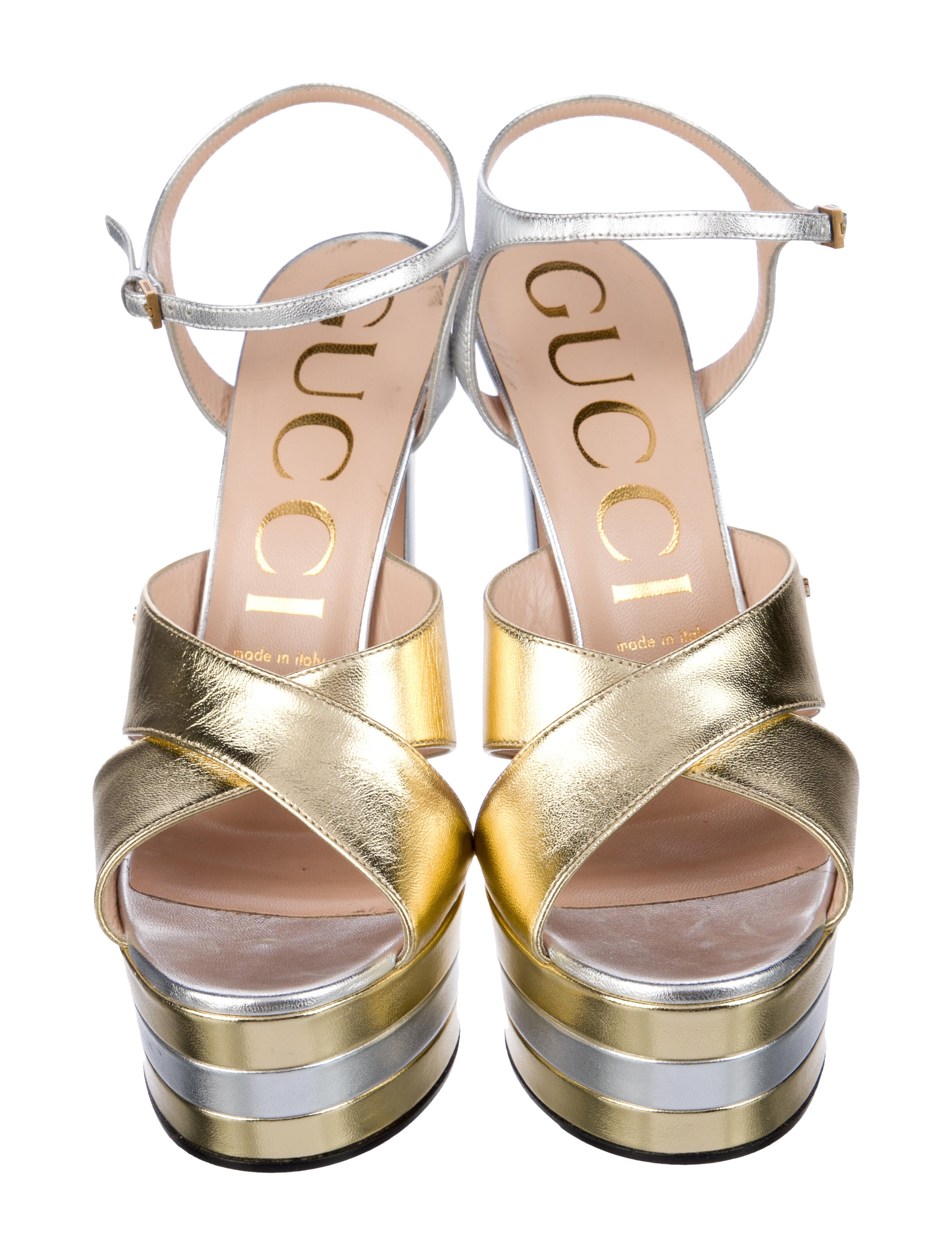 Gucci Double G Logo Leather Sandals