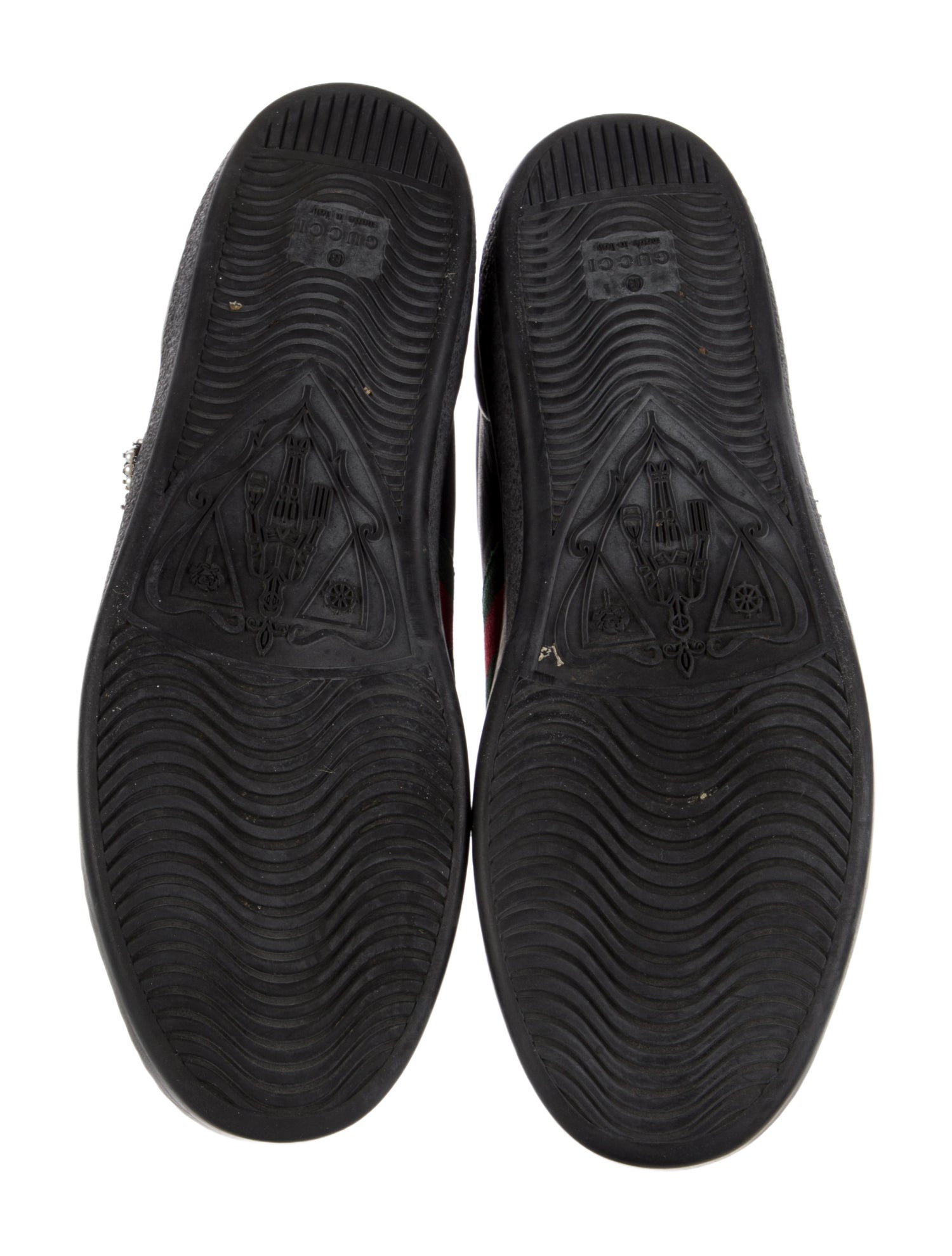 Gucci Faux Pearl Accents Leather Sneakers