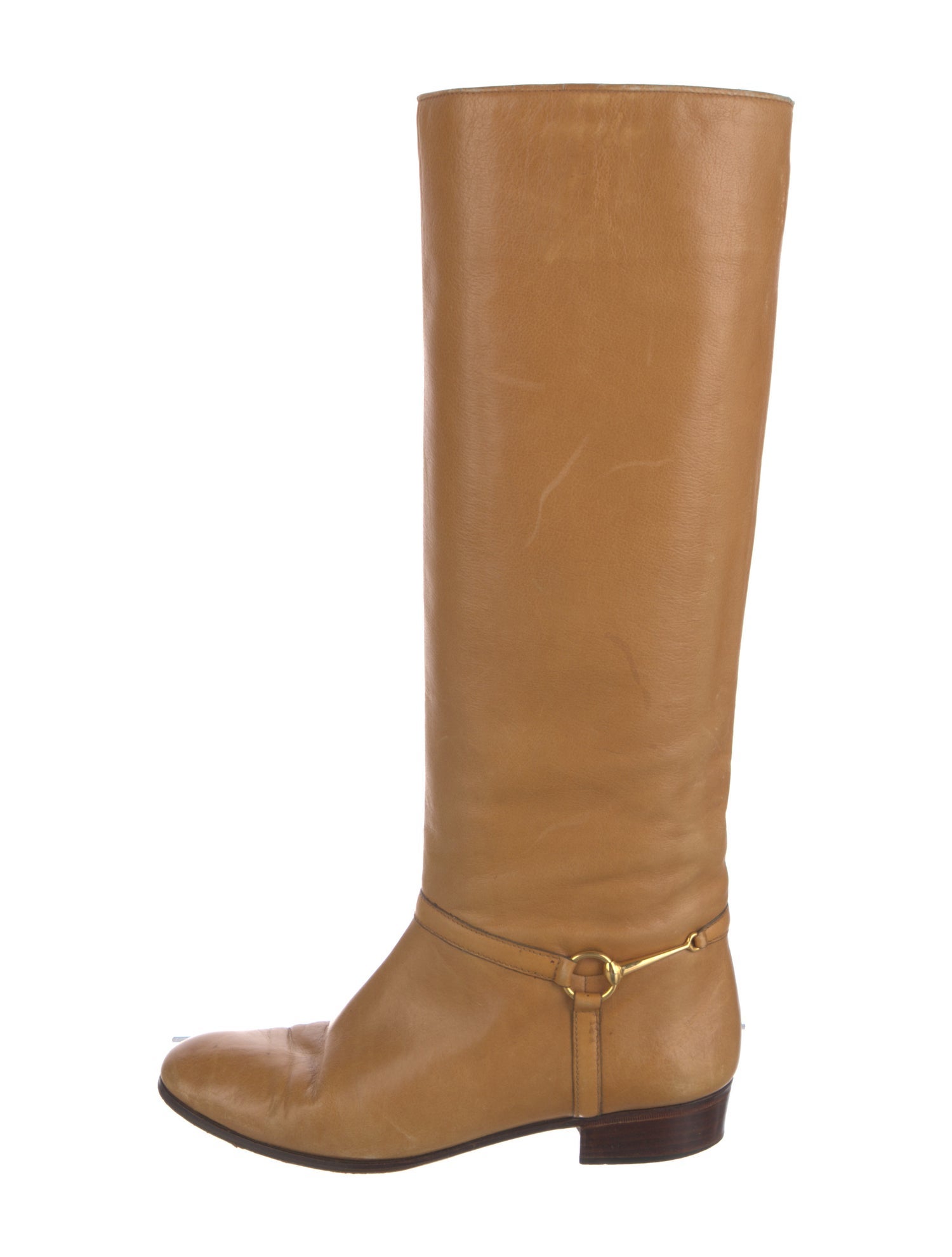 Gucci Chain-Link Accent Leather Riding Boots