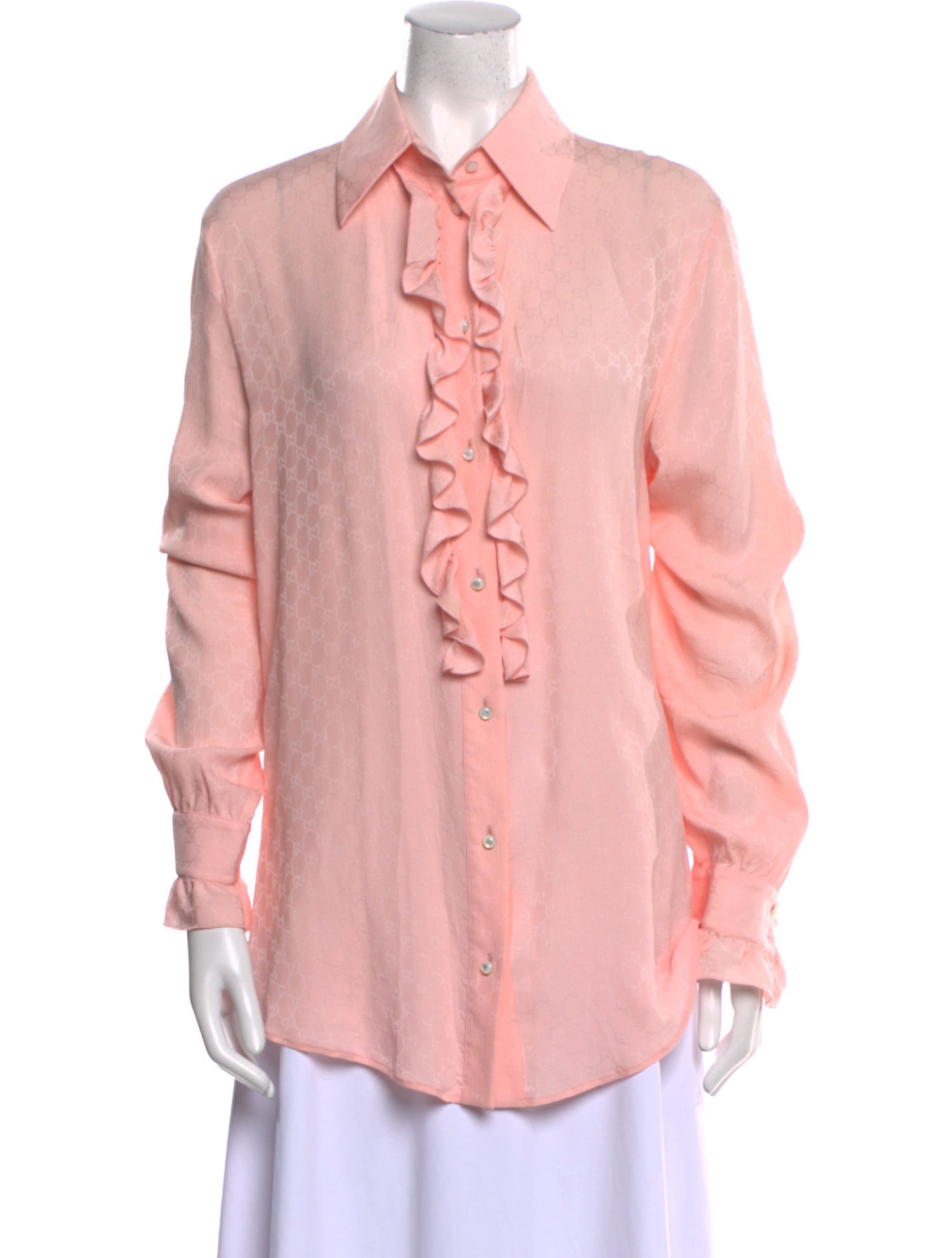 Gucci Silk Long Sleeve Button-Up Top
