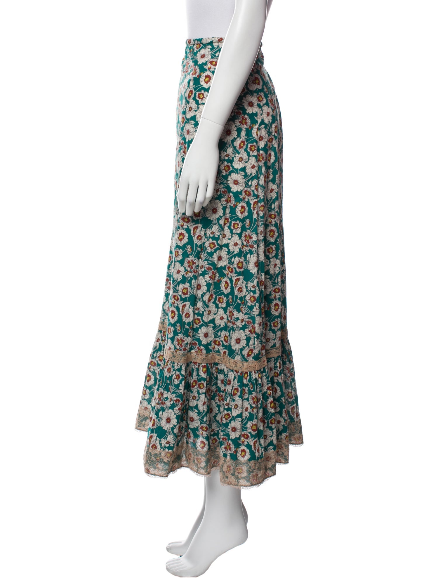 Gucci Floral Print Midi Length Skirt