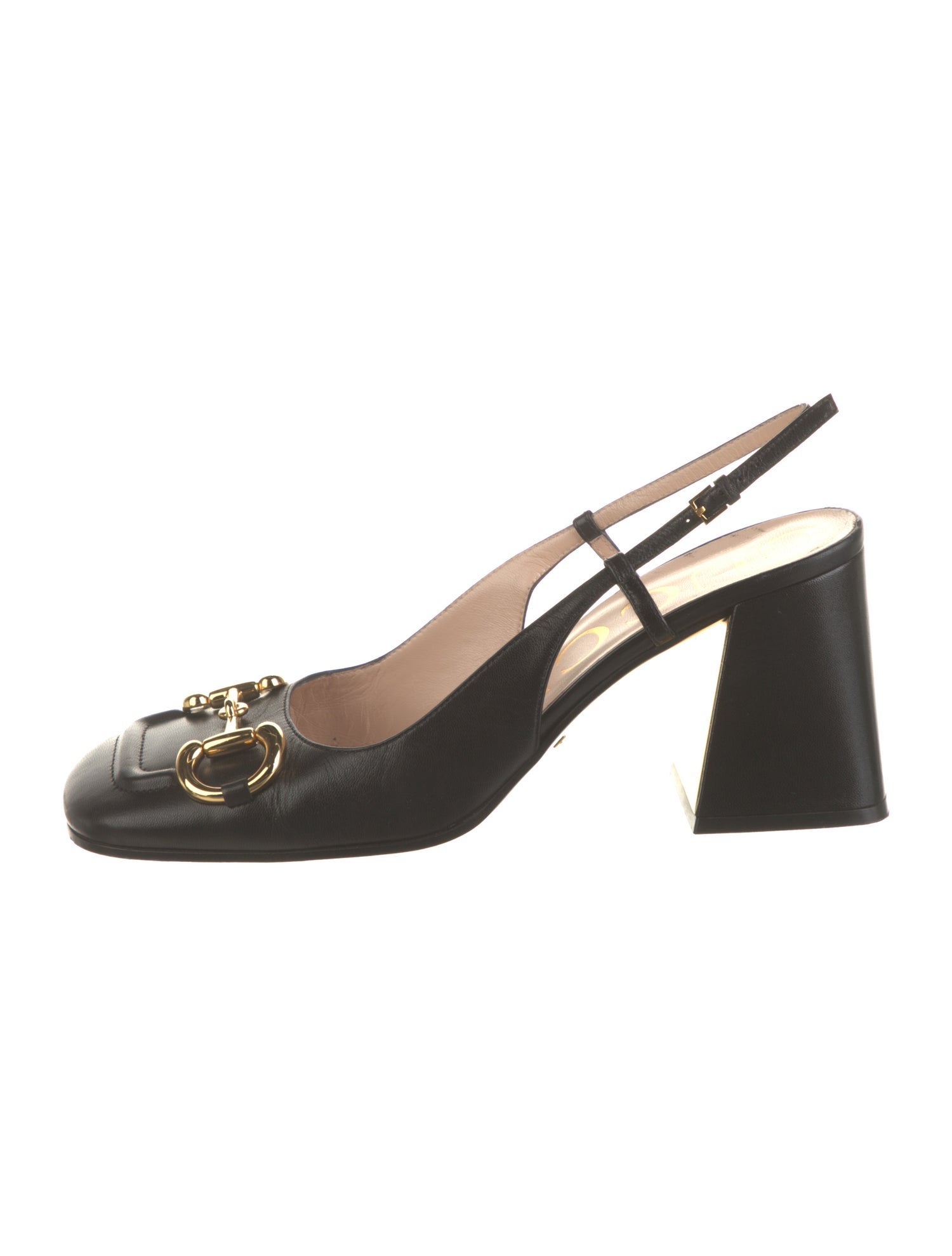 Gucci 1955 Horsebit Accent Leather Slingback Pumps