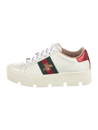 Gucci Web Accent Leather Sneakers