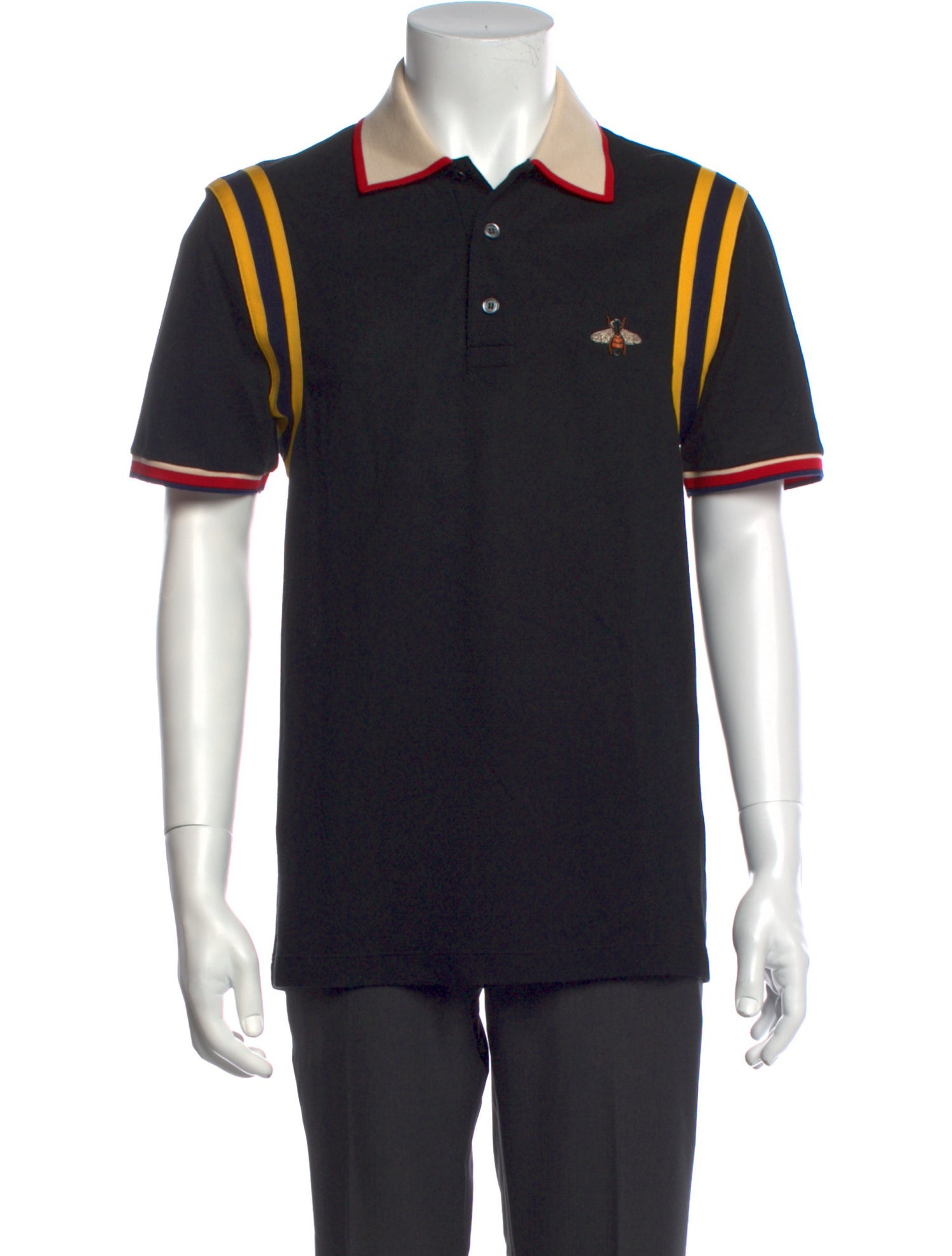 Gucci Bee Accent Striped Polo Shirt