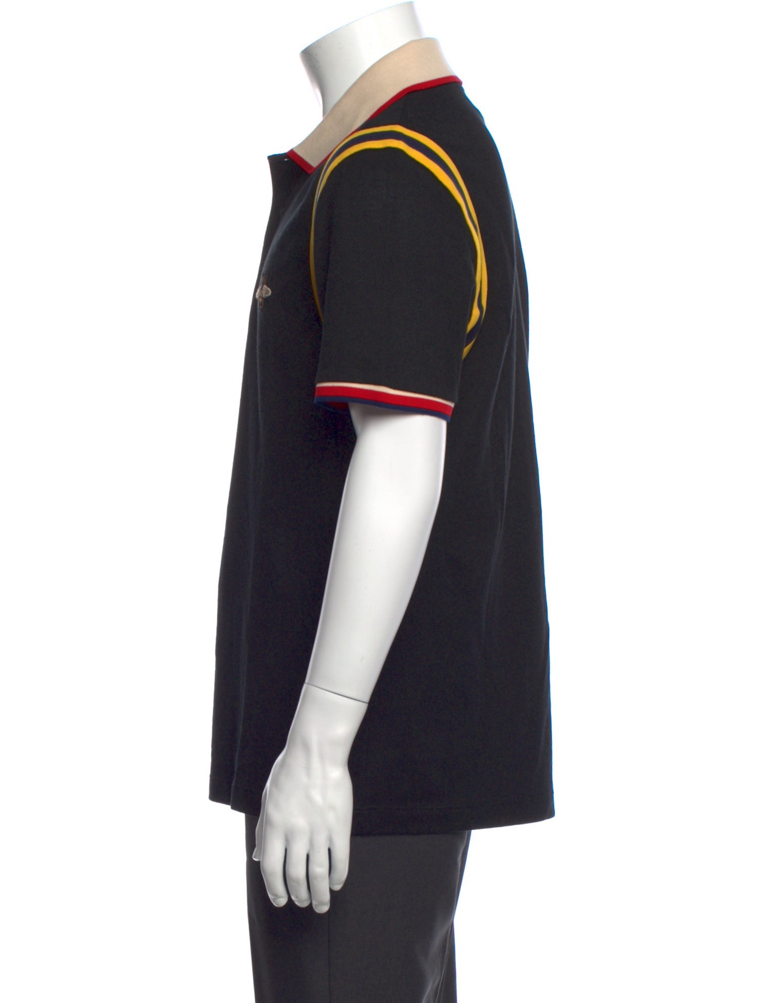Gucci Bee Accent Striped Polo Shirt