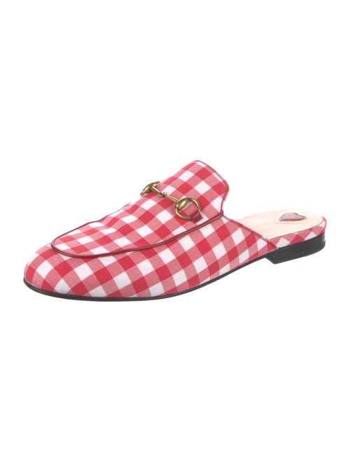 Gucci Horsebit Accent Plaid Print Mules