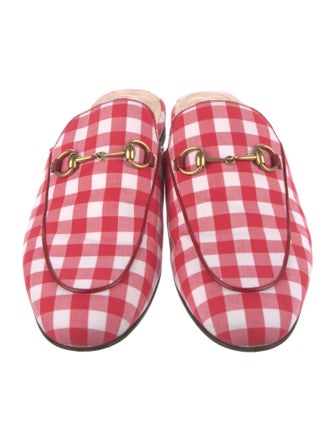 Gucci Horsebit Accent Plaid Print Mules