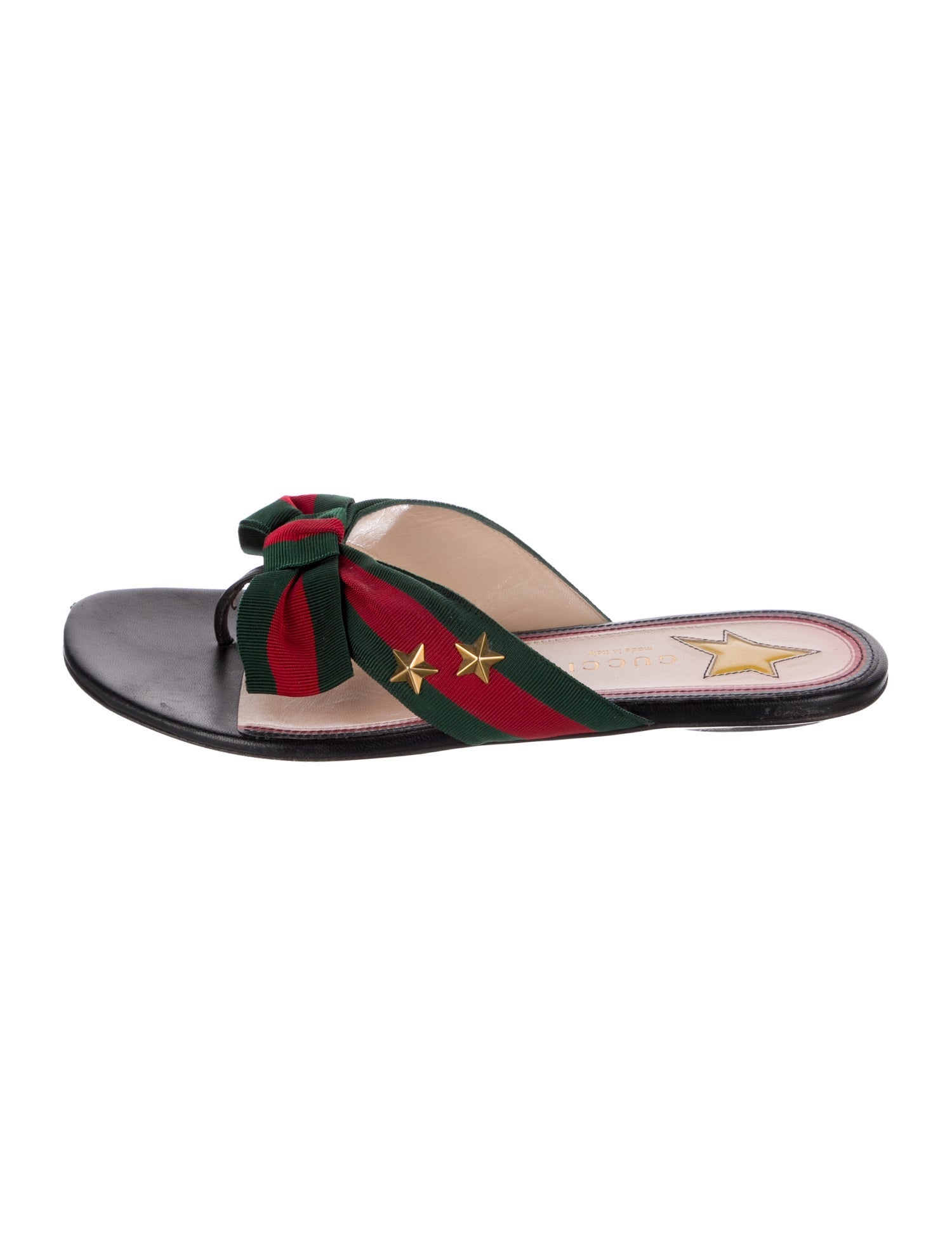 Gucci Web Accent Leather Slides