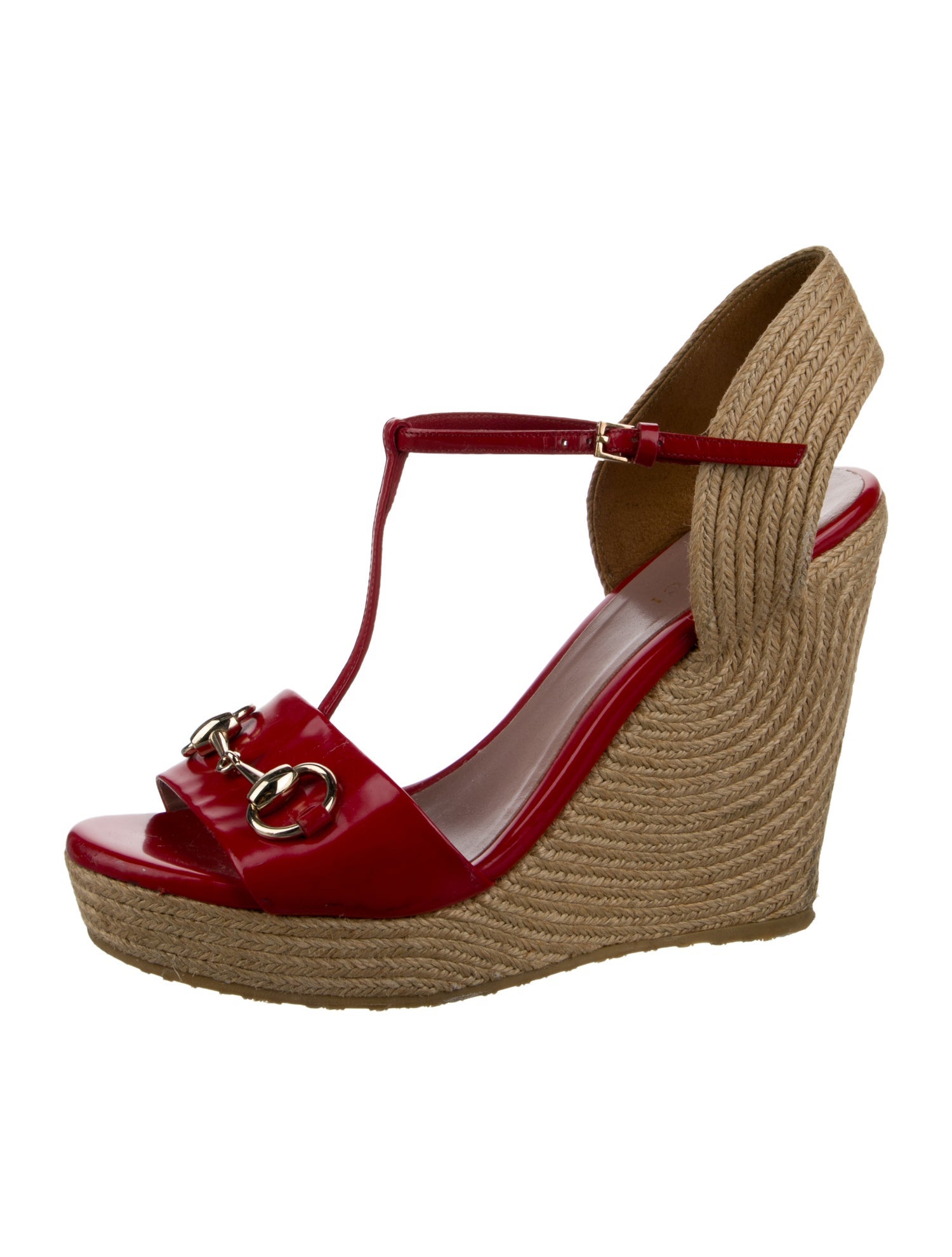 Gucci Horsebit Accent Patent Leather Espadrilles