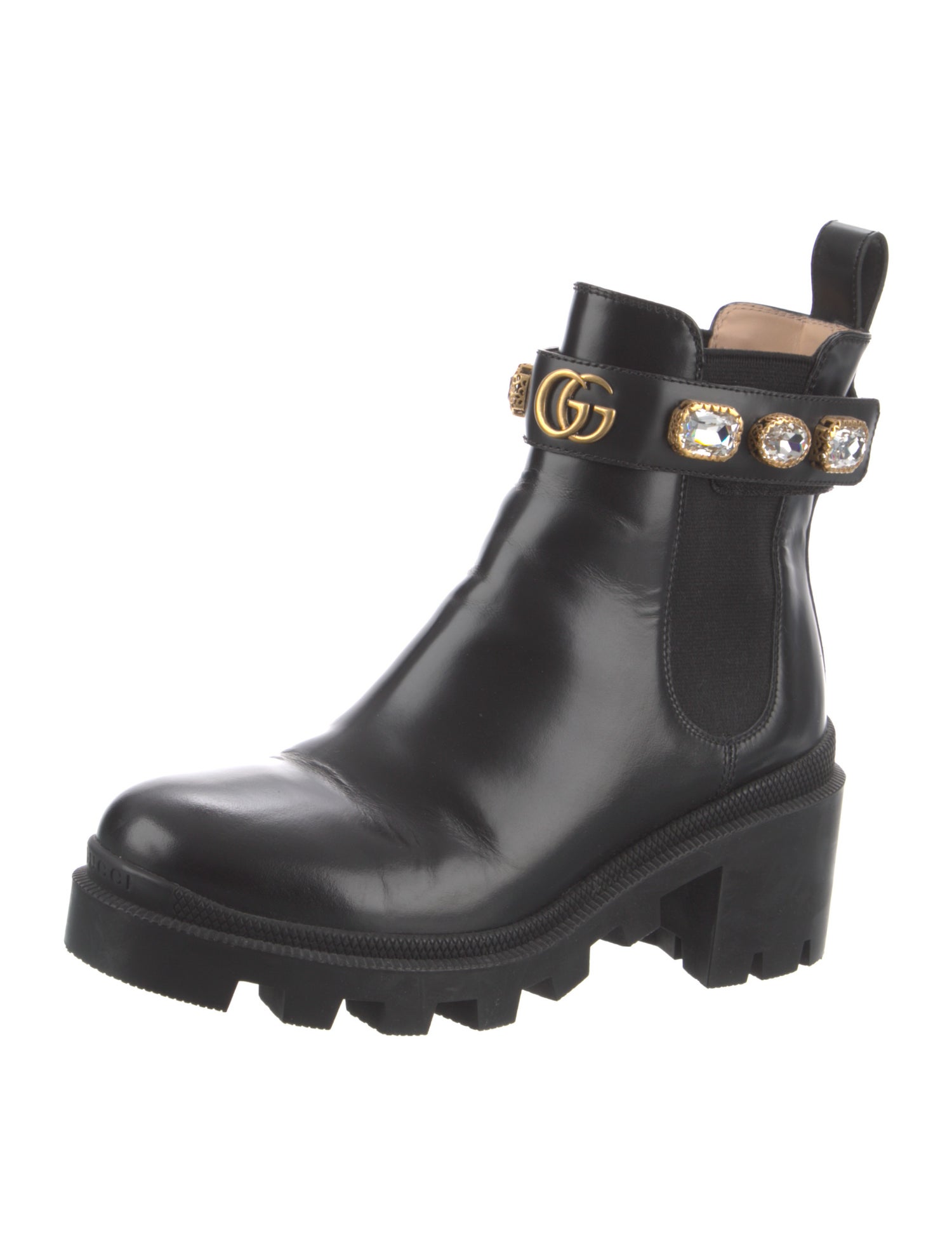 Gucci Double G Logo Leather Chelsea Boots