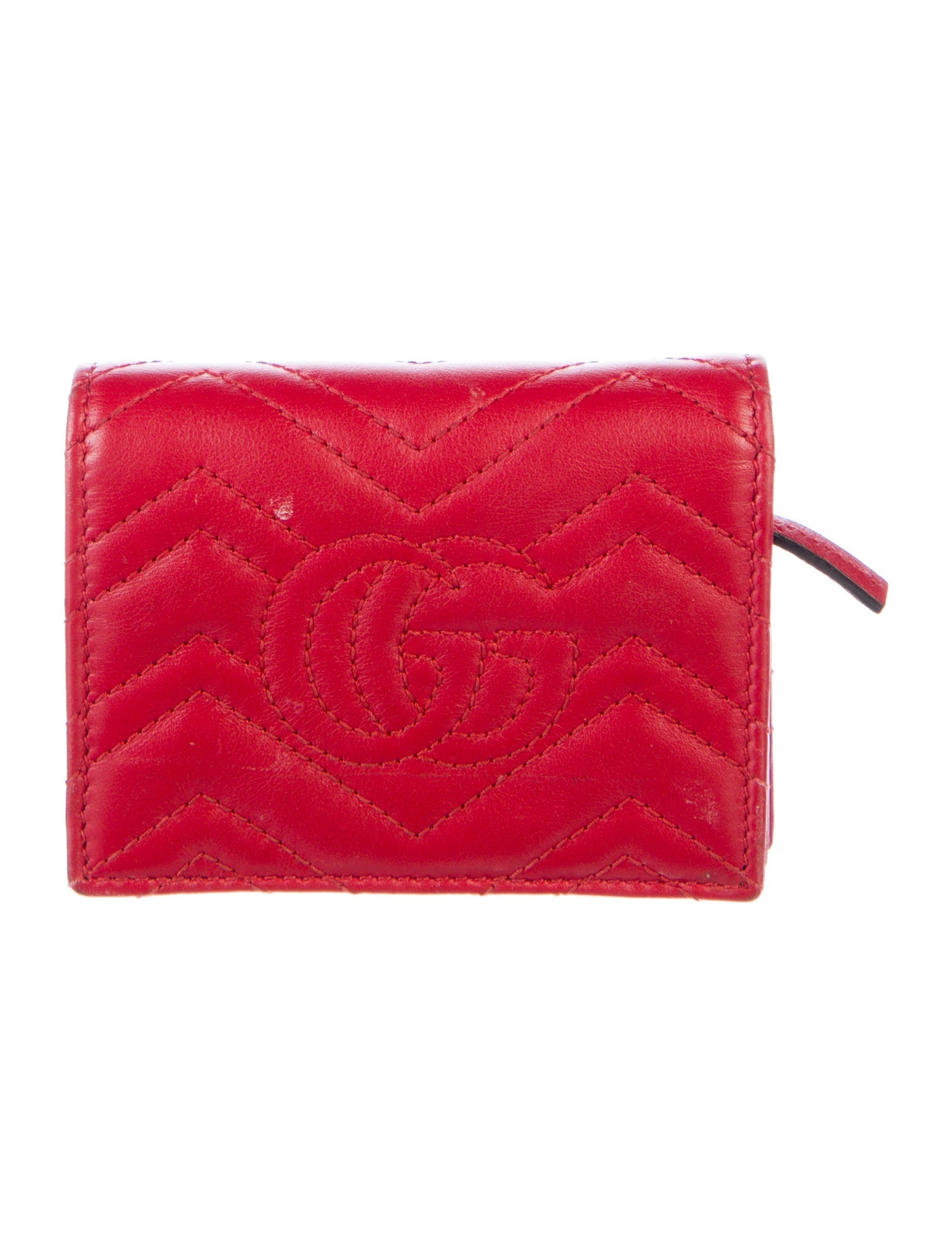 Gucci Double G Logo Leather Compact Wallet